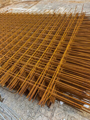 Rusted Steel Mesh Reinforcement at Building Site Construction Material Texture