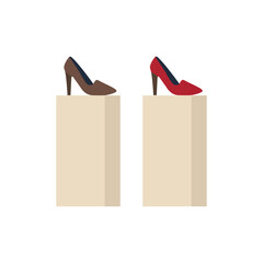 Two high heel shoes on pedestals