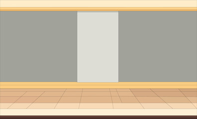 Empty room with gray wall and wooden floor, perfect for presentation