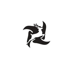 Naklejka premium Elegant leaping deer logo design for modern branding, ideal for outdoor adventure company or nature conservation, with a vintage vector style