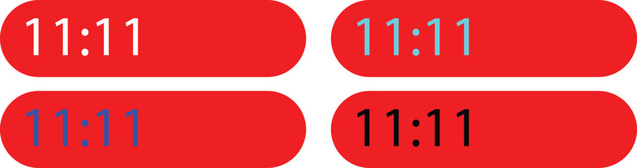 Colorful 11.11 sale vector labels with red background for online shopping promotions, discounts, and festive offers design.