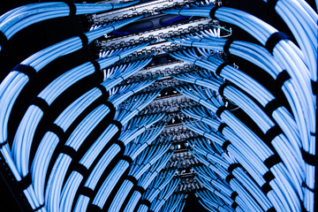 Network Cables Arranged in Ceiling Racks