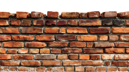 Vintage red brick wall with weathered texture against black background