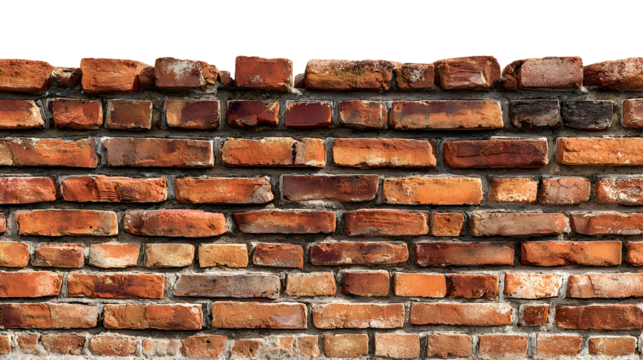 Vintage red brick wall with weathered texture against black background