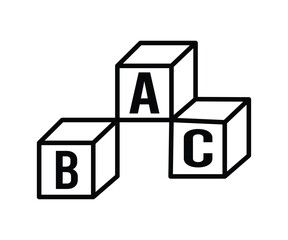 Building blocks line icon set. Baby ABC cubes vector icon in outline style.