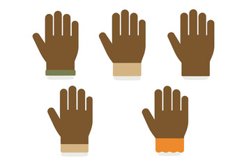 Obraz premium Set of brown work gloves and winter mittens featuring various cuff designs and textures