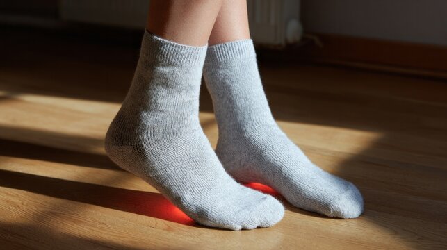 White cotton-clad feet bask in morning sun, embodying Hygge coziness and Karneval preparation, Danish female tranquility