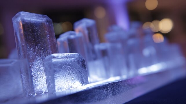 Frosty crystal cityscape crafted from icy towers, evoking winter solstice festivities and avant-garde architecture in chilling elegance