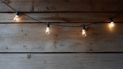 String lights glow softly against rustic wooden planks, reminiscent of Hygge nights and Mabon celebrations in cozy tranquility