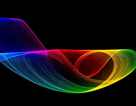vibrant rainbow colored abstract light trails against a dark background abstract art