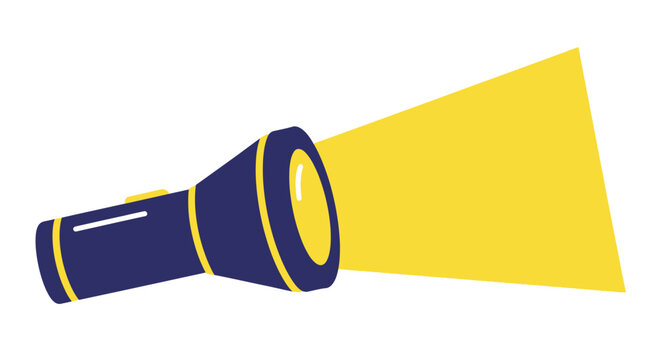 Bright yellow flashlight beam shining a striking dark blue silhouette