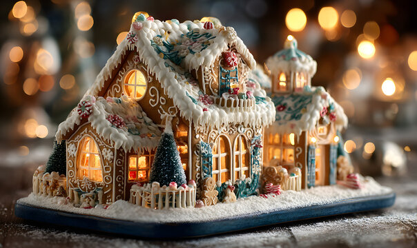 selbst gemachtes Pfefferkuchenhaus f&uuml;rs Weihnachtsfest