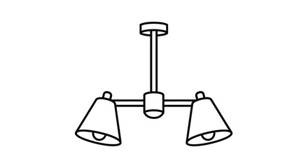 Simple drawing of a modern chandelier with multiple light sources silhouette
