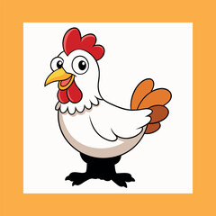 Cartoon rooster crowing isolated on white background