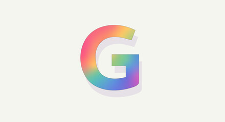Letter g with rainbow gradient, modern typography