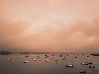 Fishing boats moored in Cascais Bay