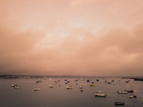 Fishing boats moored in Cascais Bay