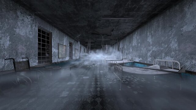 廃墟の荒れた室内　3DCGレンダリング