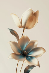 Delicate spring flowerS in closeup on a neutral background