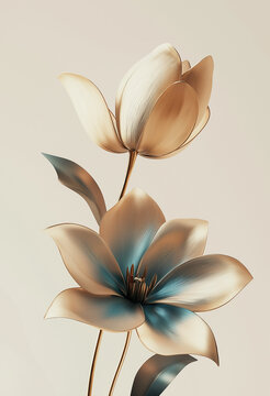 Fototapeta Delicate spring flowerS in closeup on a neutral background