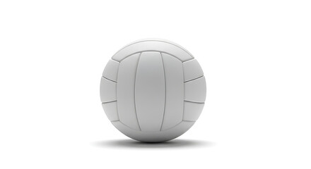 A single white volleyball centered on a white background with a soft shadow underneath it ai generated
