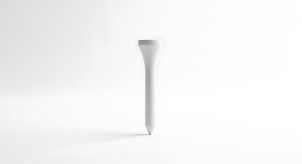 Isolated white golf tee standing upright on a bright white background in a studio setting showing shadow ai generated