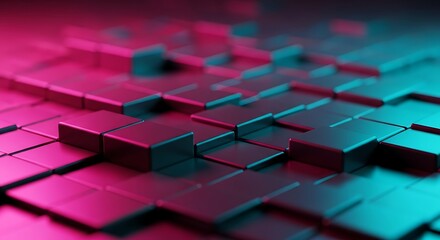 Abstract Geometric Cubes With Pink And Teal Lighting background pattern