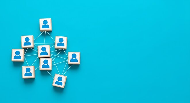 Network Of People Icons Connected On Blue Background connection social - Powered by Adobe