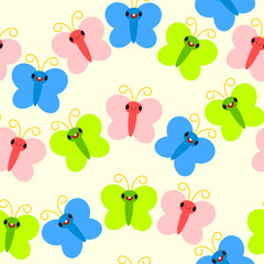 Children's seamless pattern with colorful butterflies