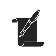 Vector illustration black pen and paper icon for writing concept