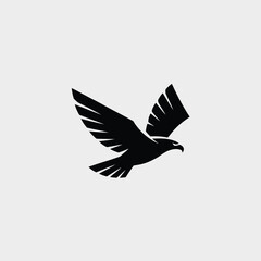 Vector illustration black eagle flying logo design, a symbol of freedom and power concept
