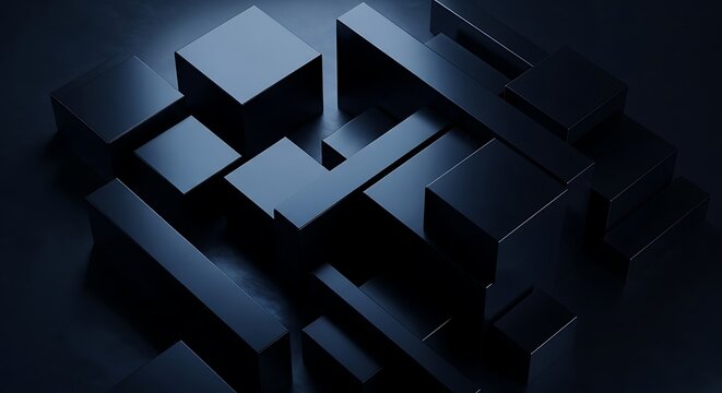 Dark Abstract Geometric Shapes and Cubes Arrangement image photo