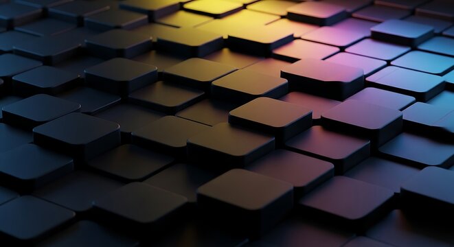 Abstract 3D Cubes with Neon Pink and Yellow Lighting background texture