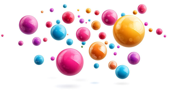 Display of multiple colorful 3D spheres floating freely, showcasing a vivid and abstract visual effect.