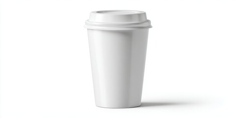 White disposable coffee cup with lid isolated on white background