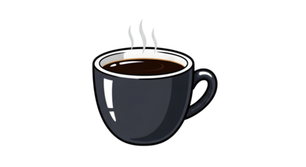 Coffee mug with steam isolated on transparent background