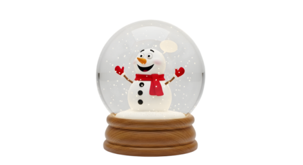 Snowman in snow globe isolated on transparent background