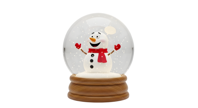 Snowman in snow globe isolated on transparent background