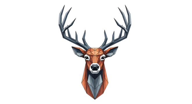 Deer head polygonal art isolated on transparent background