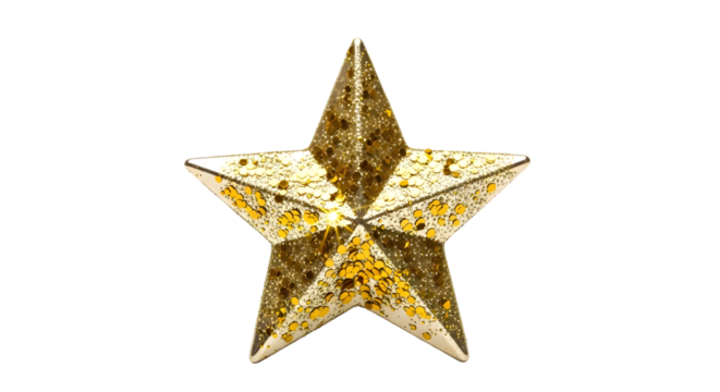 Star with golden glitter isolated on transparent background