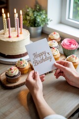 Celebrating a special occasion with a heartfelt birthday card and delicious treats