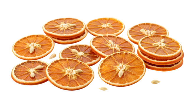 Dried orange slices, isolated on black isolated on transparent background - Powered by Adobe