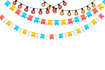 Twinklingly Fairy Lights with Colorful Party Flags | Festive and celebration Decoration Garland for Events and Celebrations