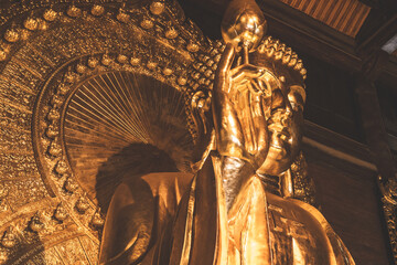 Golden Buddha statues at Bai Dinh pagoda, Ninh Binh, Vietnam
