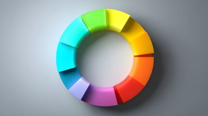 Obraz premium Three dimensional segmented color wheel displays vibrant spectrum on neutral background