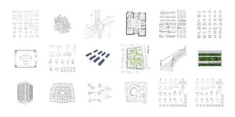 Architectural drawings and design elements architecture