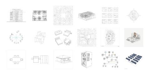 Architectural drawings and technical diagrams architecture