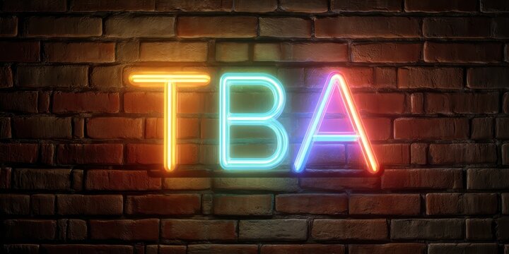 Vibrant Neon Glow. 3D Fluorescent Sign on Textured Brick Wall for Captivating Advertising and Promotions