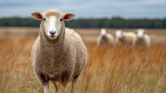 Graceful Female Dorper Sheep Grazing in Lush Summer Meadow
