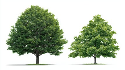 Fototapeta premium Lone Bigleaf Maple: A Stunning Eco-Friendly Canopy Tree with Leafy Trunk Isolated on White Background
